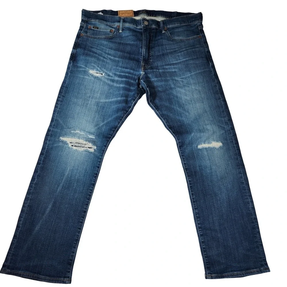 NWT Polo Ralph Lauren Varick‎ Slim Straight Jeans 38/30 Fit 40/30 Rope Dyed Blue